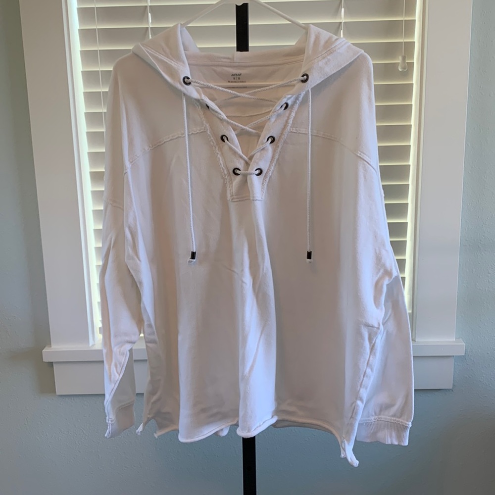 Aerie oversized lace up hoodie